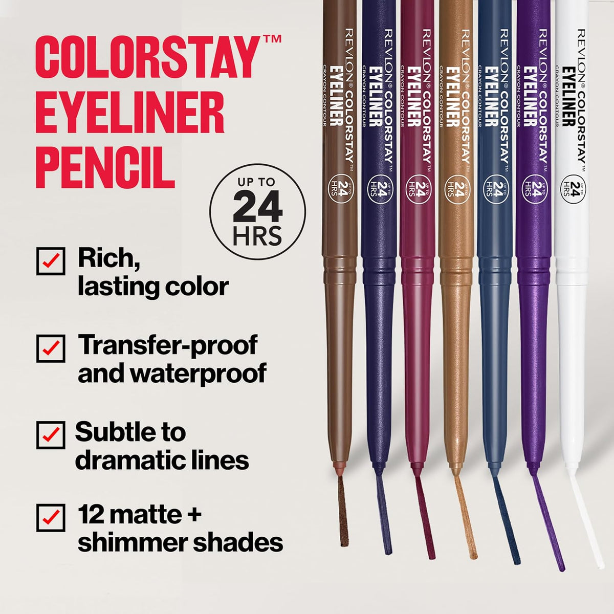 Revlon ColorStay Pencil Waterproof Eyeliner, 203 Brown, 0.01 oz