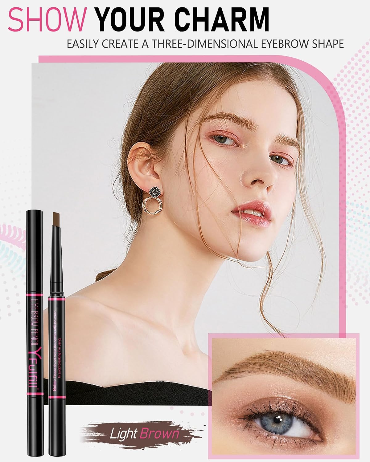 Yfulfill Light Brown Eyebrow Pencil for Women with Light to Medium BRN Hair