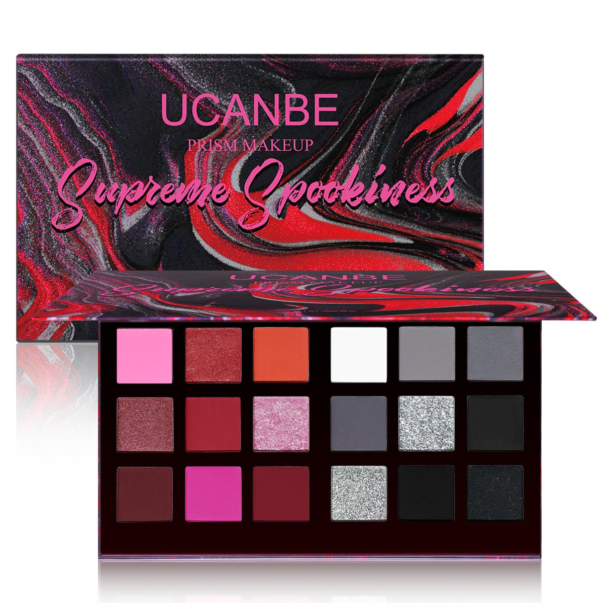 Matte Eyeshadow Palette Pro 18 Colors Pigmented Shimmer Glitter Eye Shadow Palette, Long Lasting Waterproof Dark Smokey Powder Cosmetics Pallet Halloween Valentine Gift Makeup Kit (01# Seductress)
