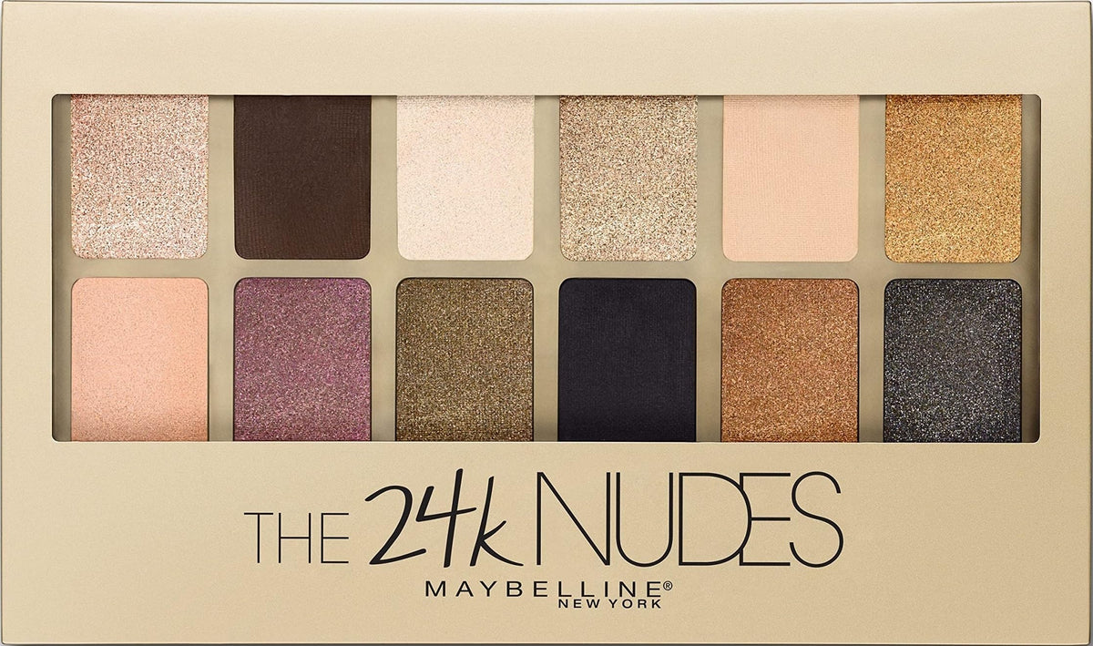 Maybelline The Nudes Eyeshadow Palette Makeup, 12 Pigmented Matte & Shimmer Shades, Blendable Powder, 1 Count