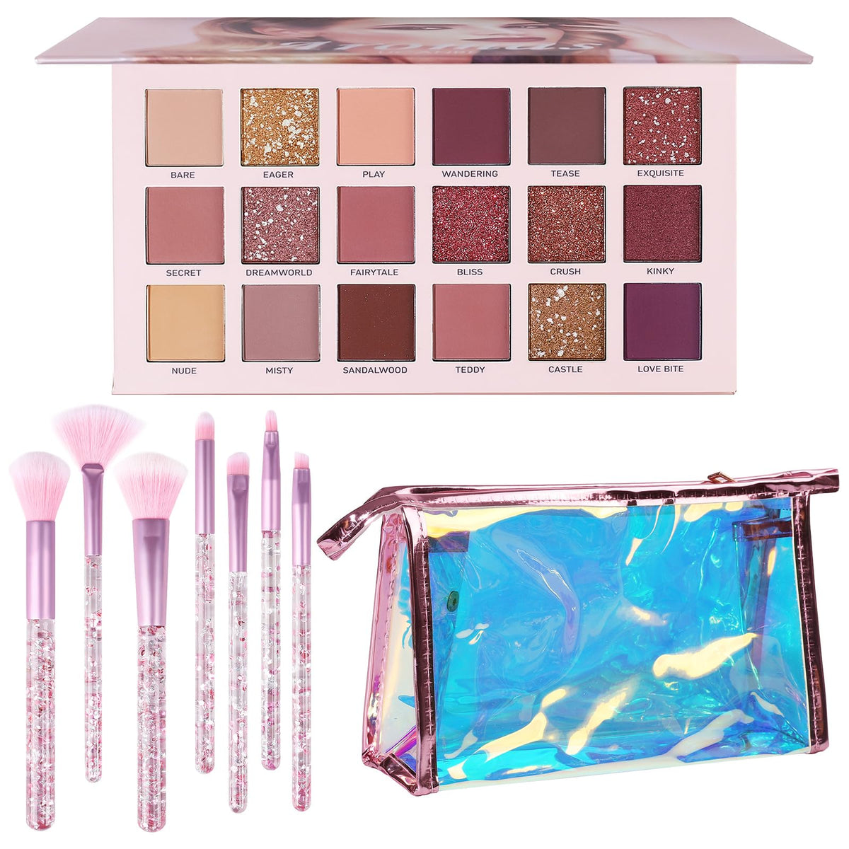 UCANBE Professional 18 Colors Aromas Nude Eyeshadow Palette Long Lasting Multi Reflective Shimmer Matte Glitter Pressed Pearls Eye Shadow Makeup Pallet Kit