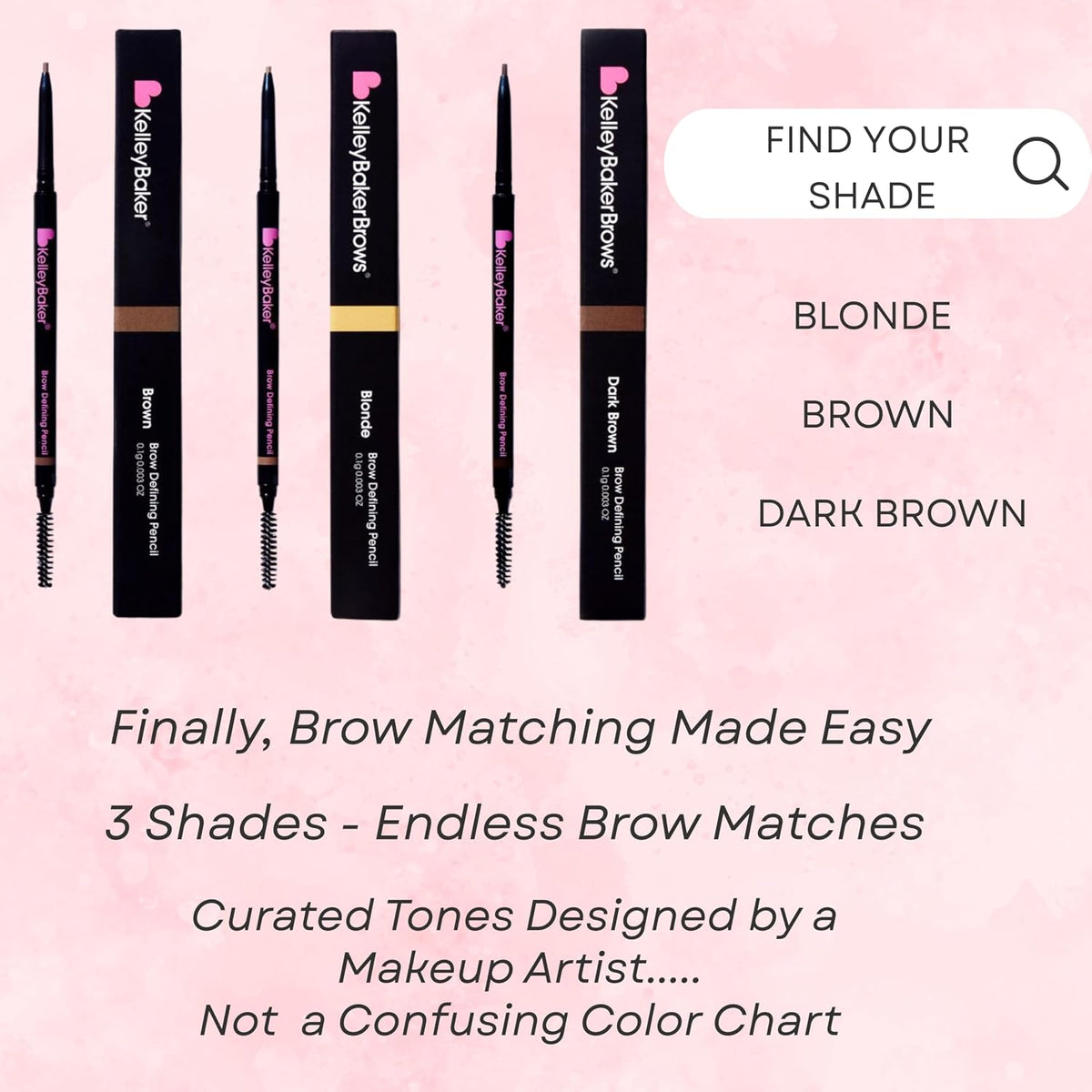 Kelley Baker Brow Defining Pencil, Micro-Thin Tip for Precise Hair-Like Strokes and Shaped Brows, Smudge-Resistant Long-Lasting Formula, Built-In Spoolie for Natural Soft Defined Brows, (Brown)
