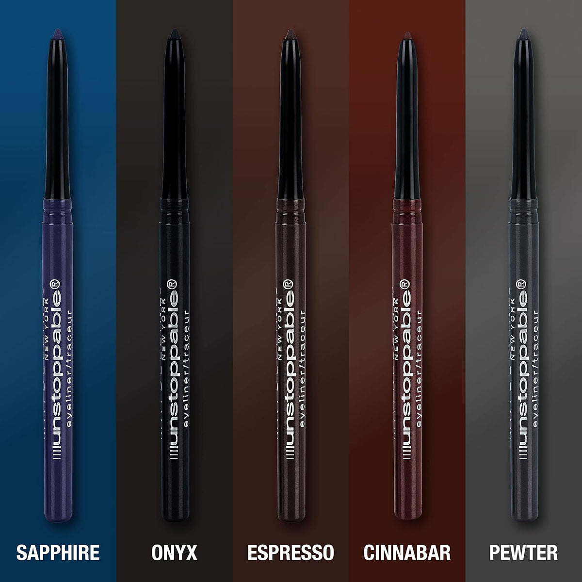 Maybelline Unstoppable Waterproof Mechanical Grey Eyeliner Pencil, Easy to Apply, Smooth Glide, Up to 24 Hour Wear, Pewter
