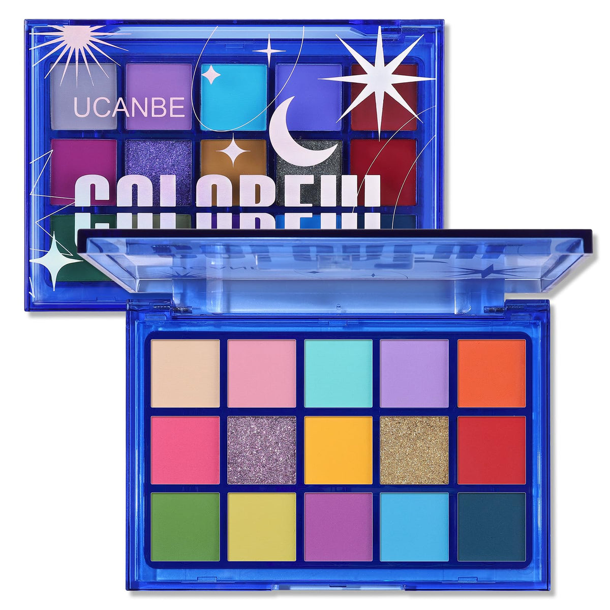 UCANBE Purple Eyeshadow Makeup Palette, 15 Colors Dark Smokey Shimmer Matte Metallic Glitter Eye Shadow Pallet, Violet Lavender Pink Make Up Kit for Cosplay Halloween Ursula Witch Costume Parties