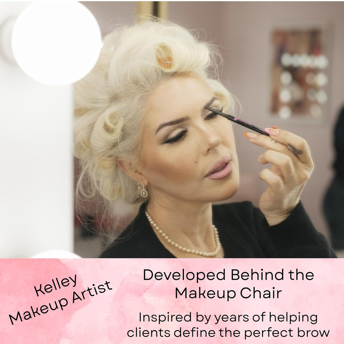 Kelley Baker Brow Defining Pencil, Micro-Thin Tip for Precise Hair-Like Strokes and Shaped Brows, Smudge-Resistant Long-Lasting Formula, Built-In Spoolie for Natural Soft Defined Brows, (Brown)