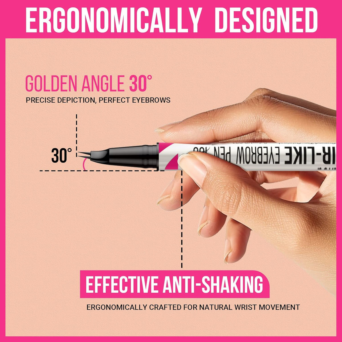 iMethod Curved Eyebrow Pen, Waterproof with Hair-Like Brows, Black Brown