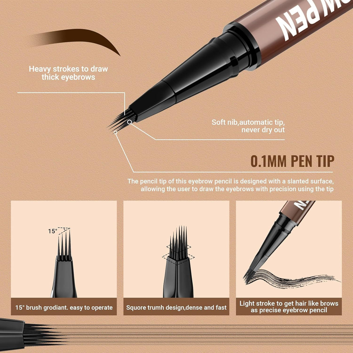 iMethod Eyebrow Pen - Eyebrow Pencil,2-in-1 Eyeliner Dual-Ended Brush-Tip Microblading 4d Eyebrow Pencils for women,Long Lasting Waterproof Hair-Like Brow Pencil,with Eyebrow Brush,BlackBrown