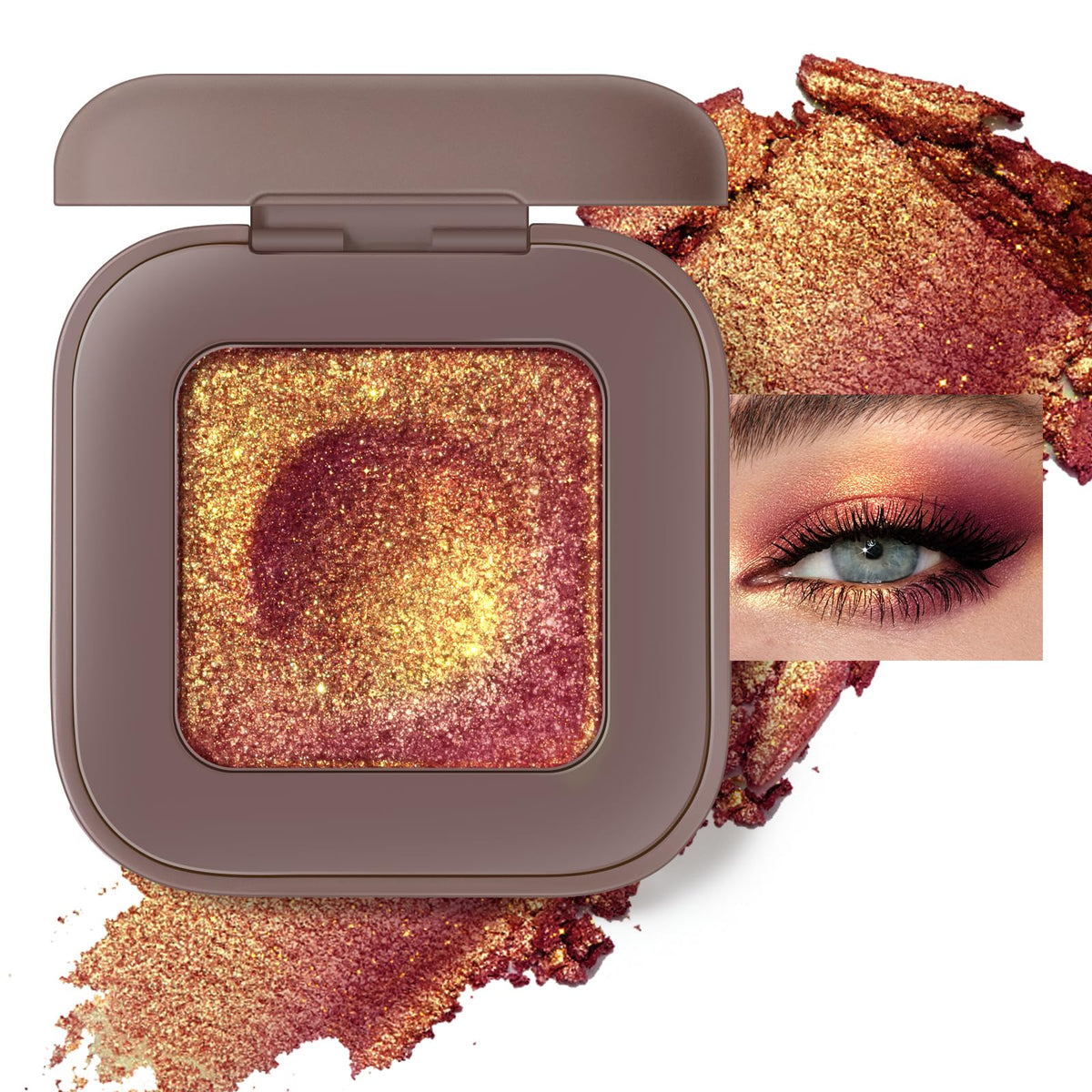 Noerrors Duochrome Plum Mauve Green Blue Glitter Eyeshadow Palette, Holographic Chameleon Rich Color Shimmer Metallic Eye Shadow, Color Shift Sparkle Iridescent Eye Brightener Fairy Makeup for Rave#02
