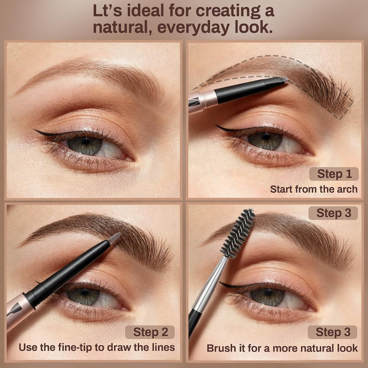 HeyBeauty 2 Pack Eyebrow Pencil with Dual Ends - Dark Brown #1