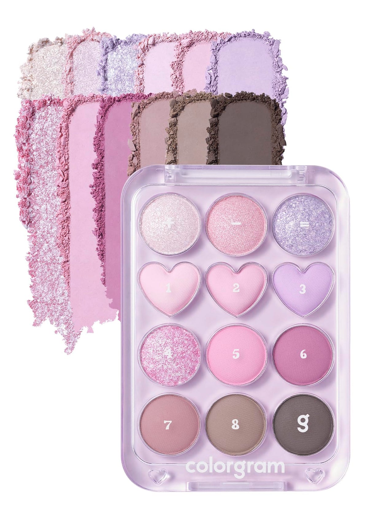COLORGRAM Pin Point Eyeshadow Palette 02 Pink+Mauve= | Ultra-Blendable Matte, Glitter, Shimmer Shades for Daily Makeup | K-Beauty Eye Palette with Easy-to-Use Calculator Design
