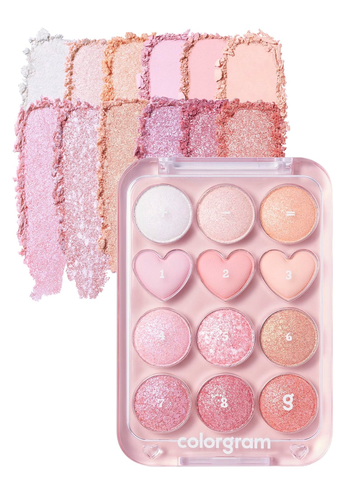 COLORGRAM Pin Point Eyeshadow Palette 02 Pink+Mauve= | Ultra-Blendable Matte, Glitter, Shimmer Shades for Daily Makeup | K-Beauty Eye Palette with Easy-to-Use Calculator Design
