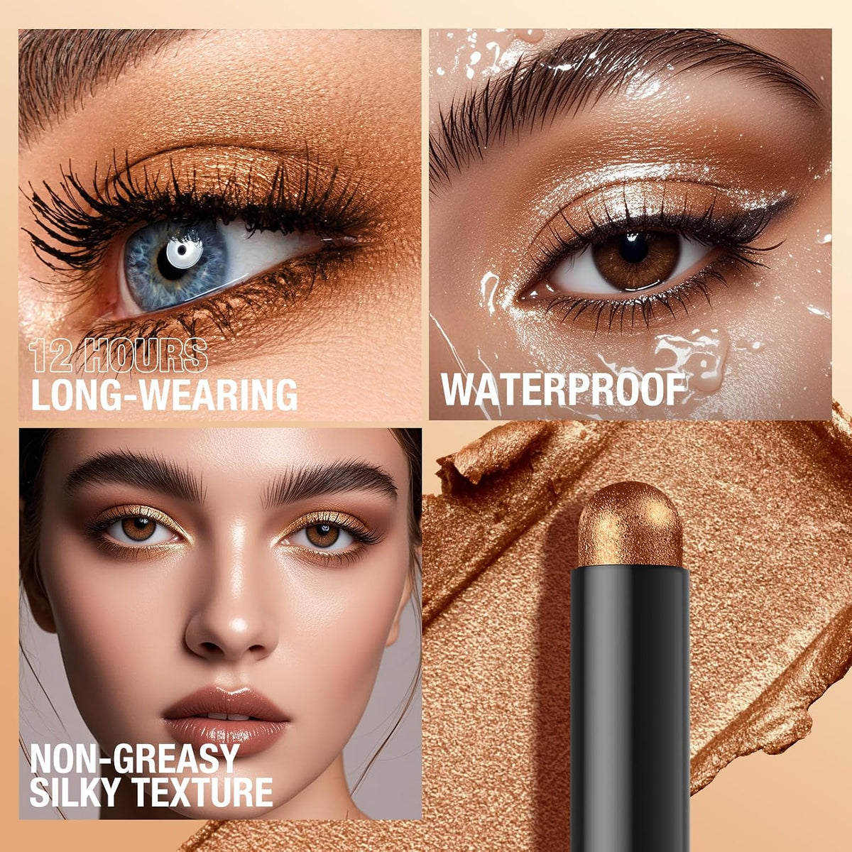 LANGMANNI 8 Color Waterproof Dual-Ended Eyeshadow Stick Set, Eye Makeup #A
