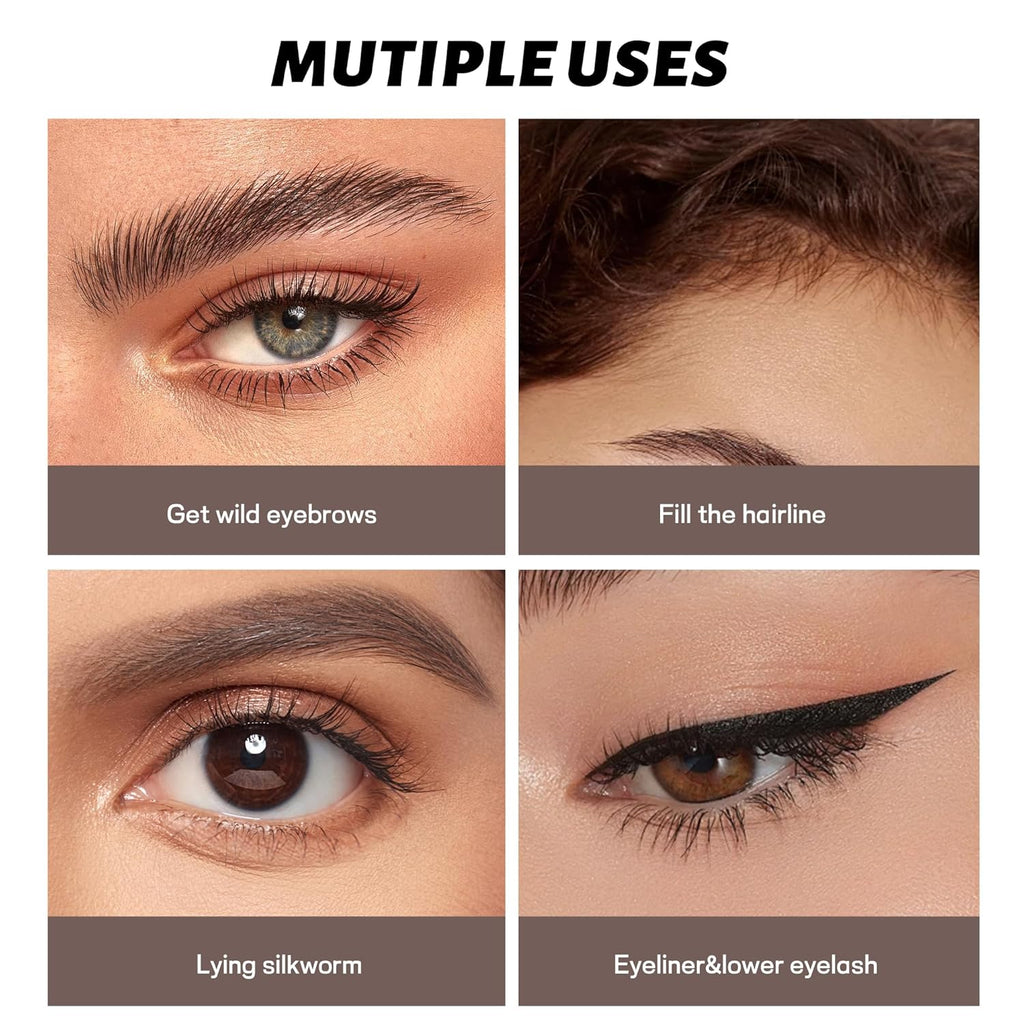 2 Pack 4-Tip Microblading Eyebrow Pen with 2 Brow Brushes, Waterproof Vegan Formula Eyebrow Pencils for Women to Effortlessly Create Natural Hair-Like Strokes, All-Day Wear (Light Brown)