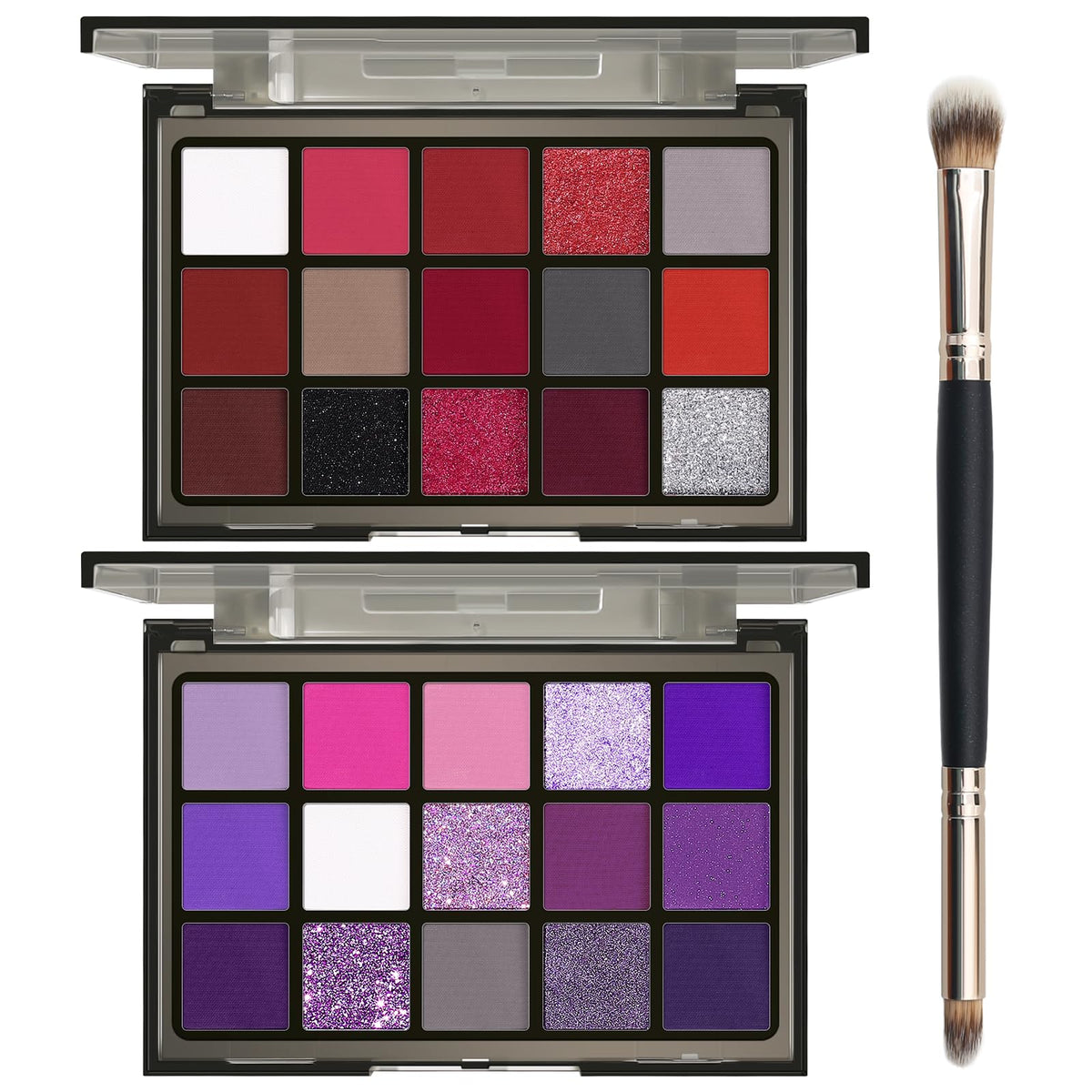 UCANBE Purple Eyeshadow Makeup Palette, 15 Colors Dark Smokey Shimmer Matte Metallic Glitter Eye Shadow Pallet, Violet Lavender Pink Make Up Kit for Cosplay Halloween Ursula Witch Costume Parties