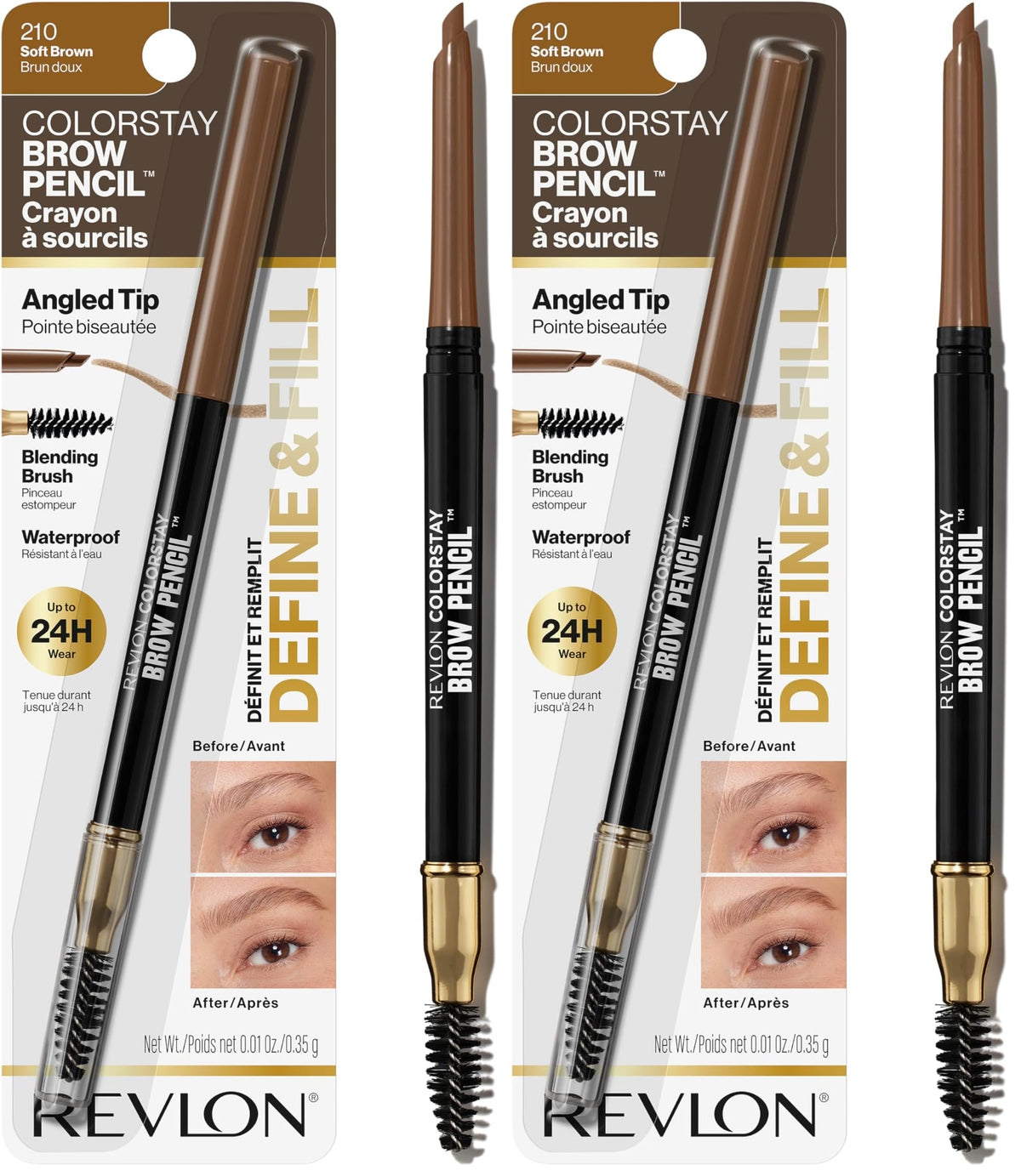 Revlon ColorStay Brow Pencil, 220 Dark Brown, 0.021 oz
