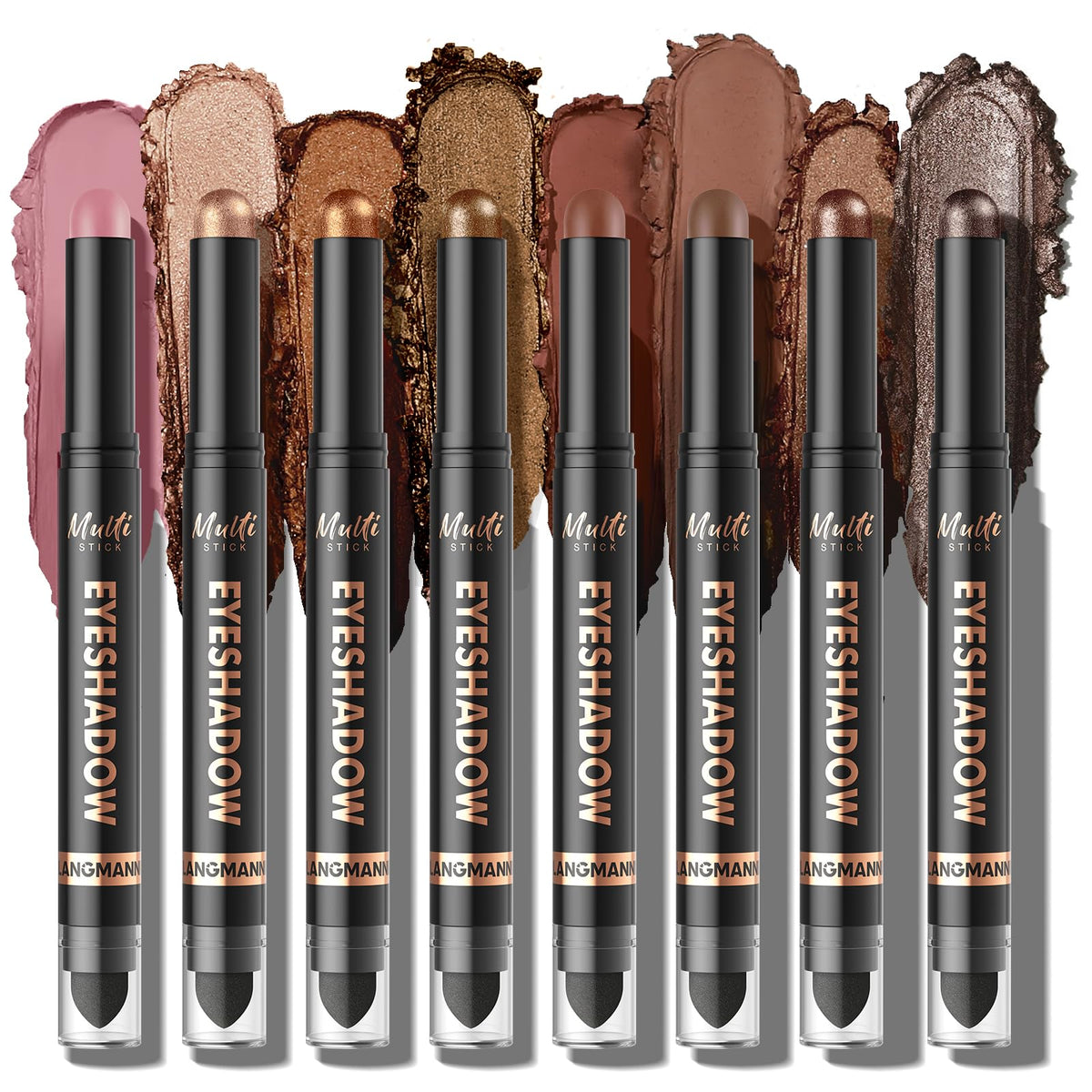 LANGMANNI 8 Color Waterproof Dual-Ended Eyeshadow Stick Set, Eye Makeup #A
