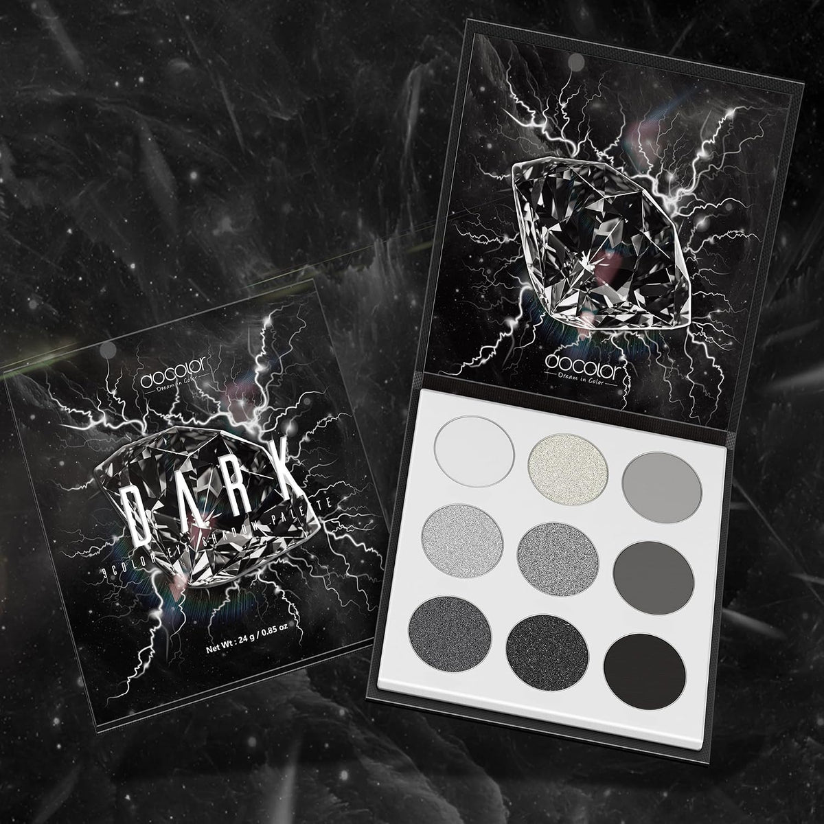 docolor Eyeshadow Palette 9 Colors Black Eyeshadow Gemstone Shadow Palette Highly Pigmented Mattes Shimmers Naked Smokey Glitter Cream Colorful Powder Blendable Long Lasting Waterproof Makeup Palette