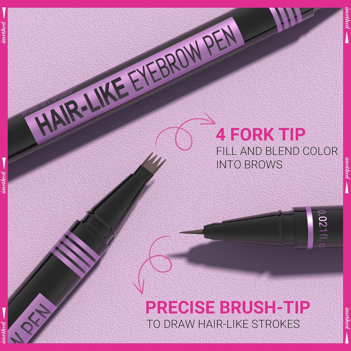 iMethod Eyebrow Pen - Eyebrow Pencil Magic 2-in-1 Eye Brow Pencils for Women with 4-Fork-Tip and Precise Brush-Tip Create Natural Hair-Like Brows, Last All Day, Microblading Eyebrow Pen, Dark Brown