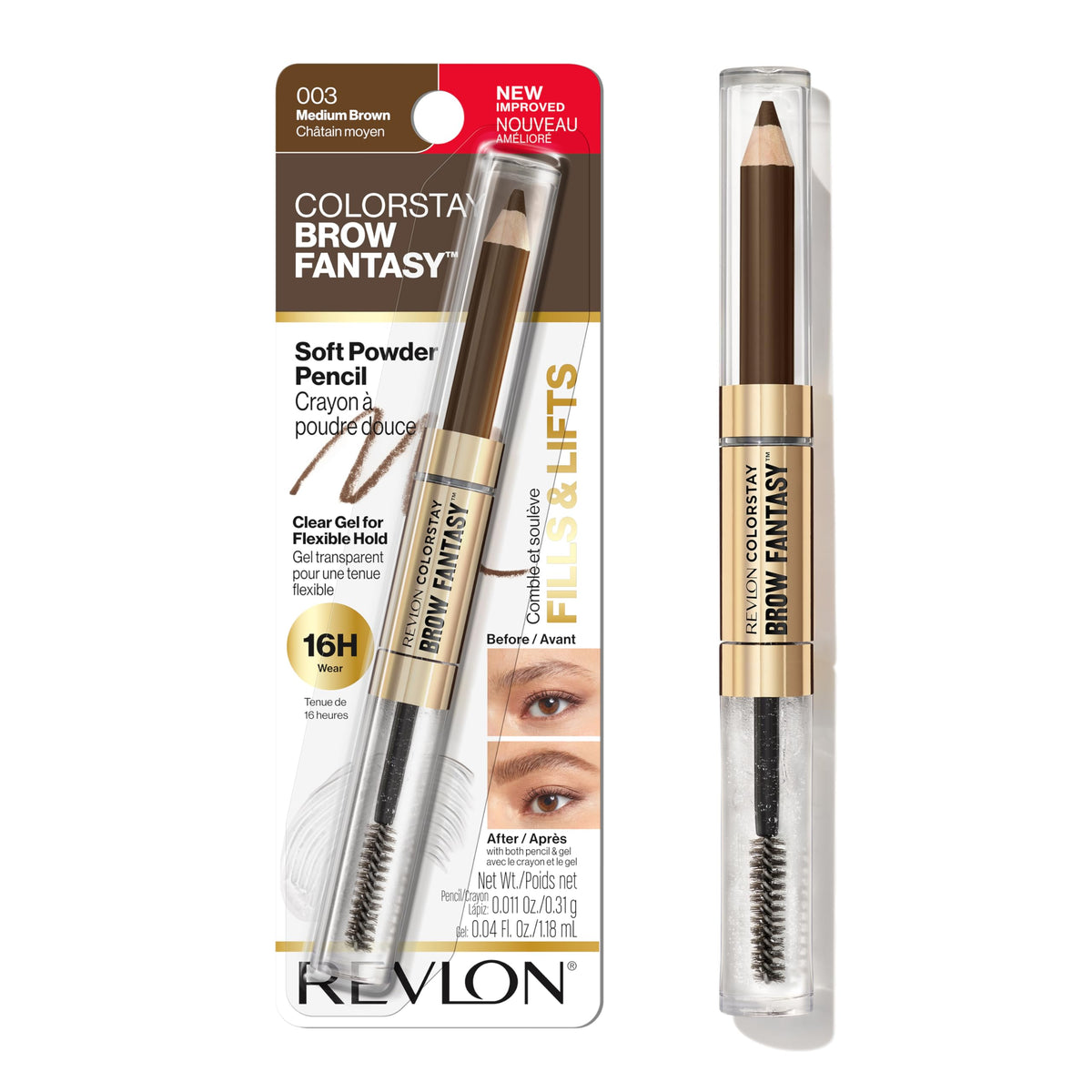 Revlon ColorStay Brow Fantasy Pencil & Gel, 002 Soft Brown
