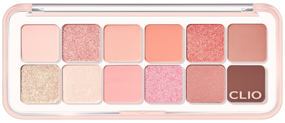 CLIO Pro Eye Palette Air, 12-Color Eye Shadow Palette, Matte Shimmer Mix, Air-Fit Blendable Pigmented Buildable Color, Low Fallout, Cool Mauve Neutral Tone, Daily Korean Makeup (07 LAVENDER STAFF)
