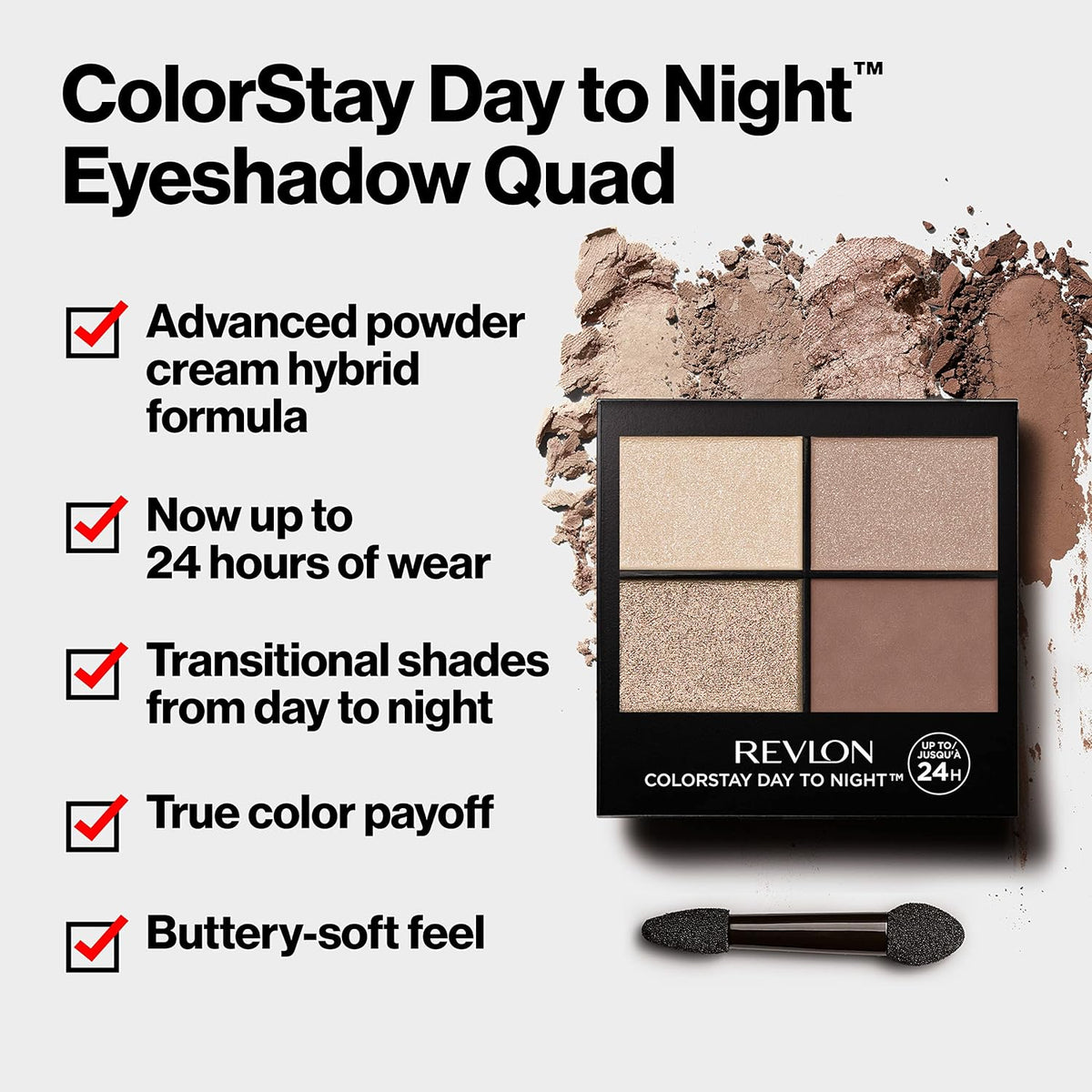 Revlon ColorStay Day to Night Eyeshadow Quad, 500 Addictive, 0.16 oz